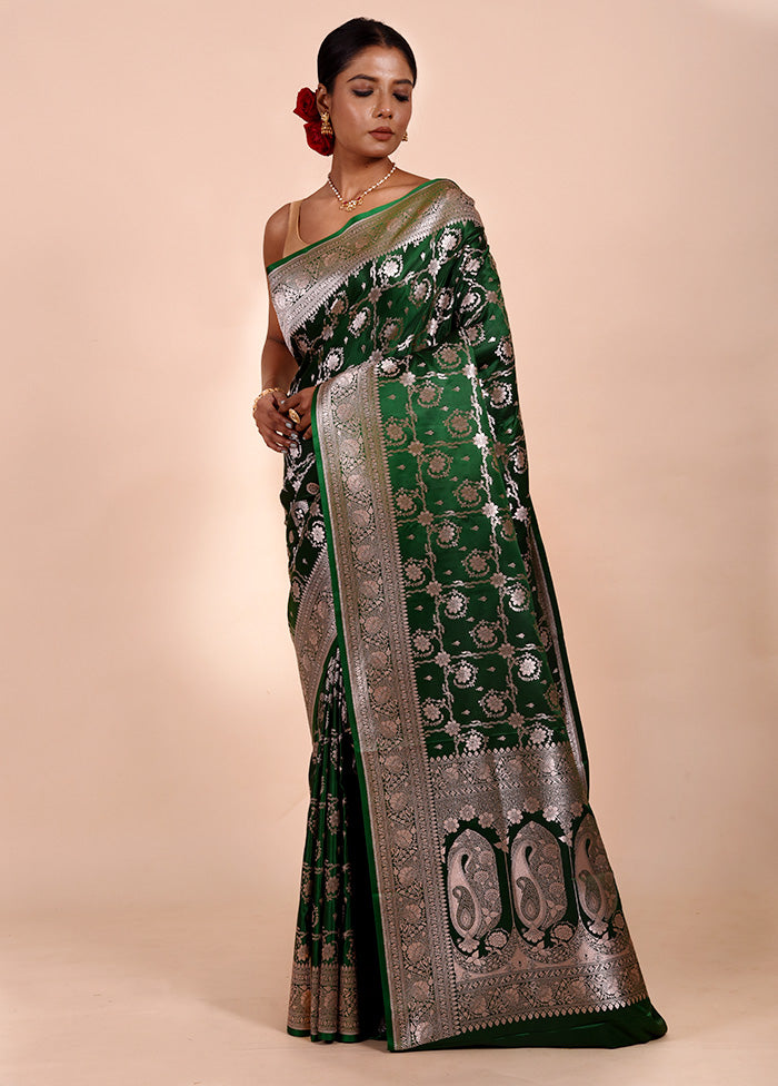 Green Katan Silk Saree With Blouse Piece