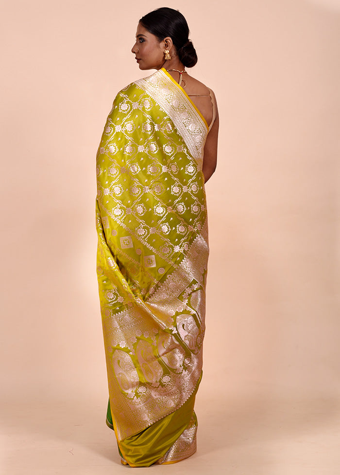 Green Katan Silk Saree With Blouse Piece