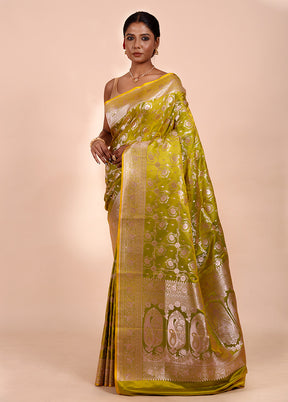 Green Katan Silk Saree With Blouse Piece