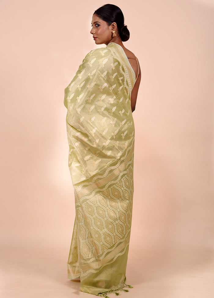 Green Tissue Silk Saree With Blouse Piece