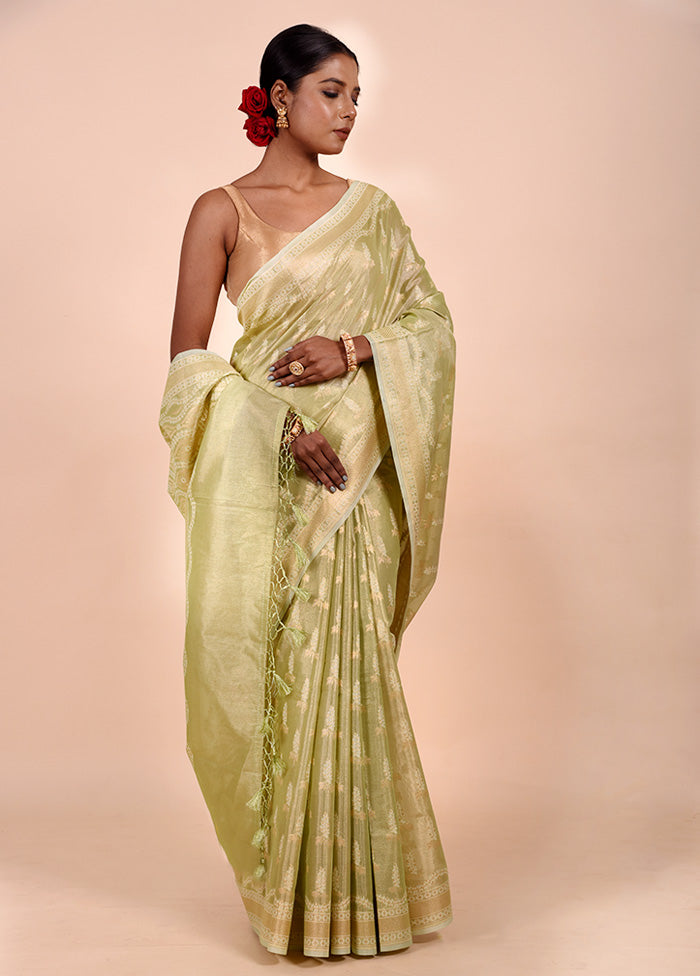 Green Tissue Silk Saree With Blouse Piece