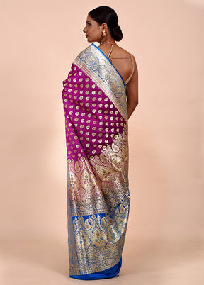 Purple Banarasi Silk Saree With Blouse Piece