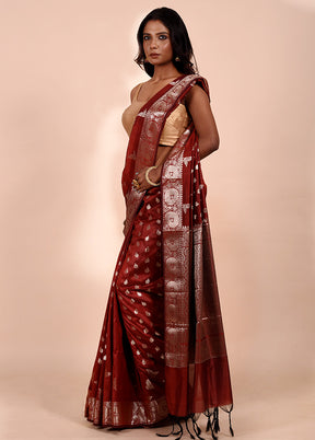 Brown Dupion Silk Saree With Blouse Piece