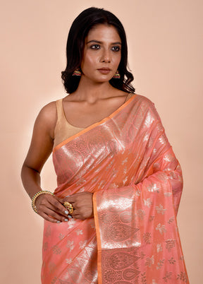 Pink Dupion Silk Saree With Blouse Piece