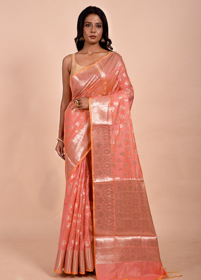 Pink Dupion Silk Saree With Blouse Piece