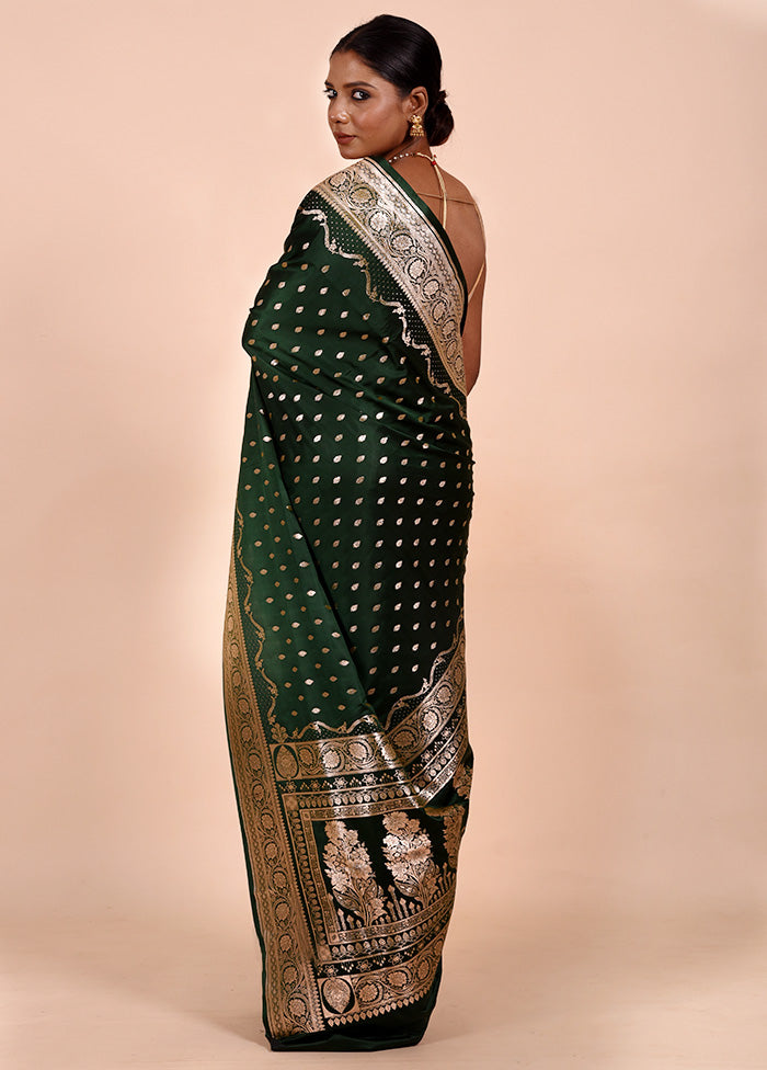 Green Banarasi Silk Saree With Blouse Piece