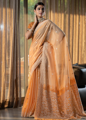 Orange Pure Cotton Saree With Blouse Piece - Indian Silk House Agencies