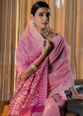 Pink Pure Cotton Saree With Blouse Piece - Indian Silk House Agencies