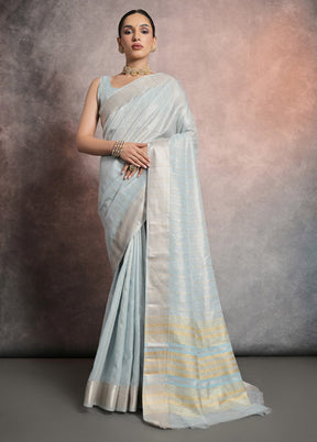 Firoza Linen Silk Saree With Blouse Piece