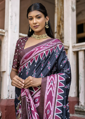 Black Cotton Saree With Blouse Piece