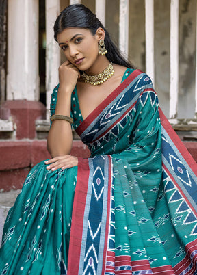 Rama Cotton Saree With Blouse Piece