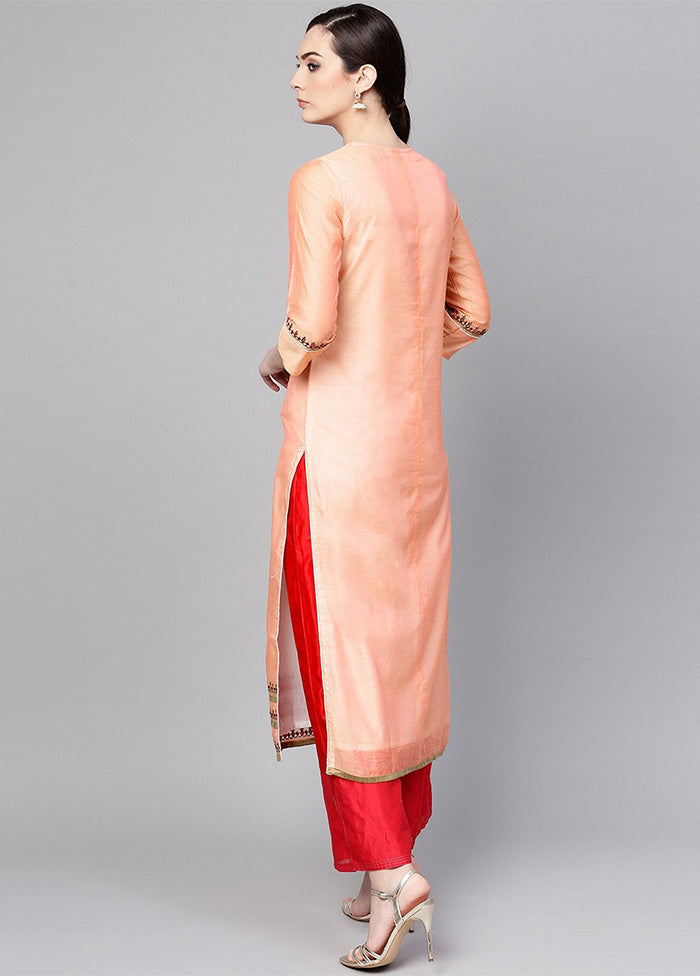 Peach Readymade Cotton Kurti