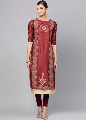 Maroon Readymade Cotton Kurti