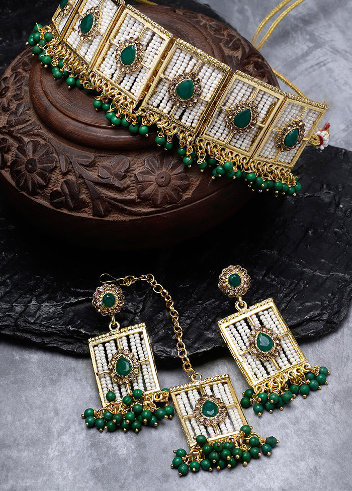 Green Alloy Glossy Jewellery Set