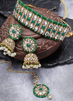 Green Alloy Glossy Jewellery Set