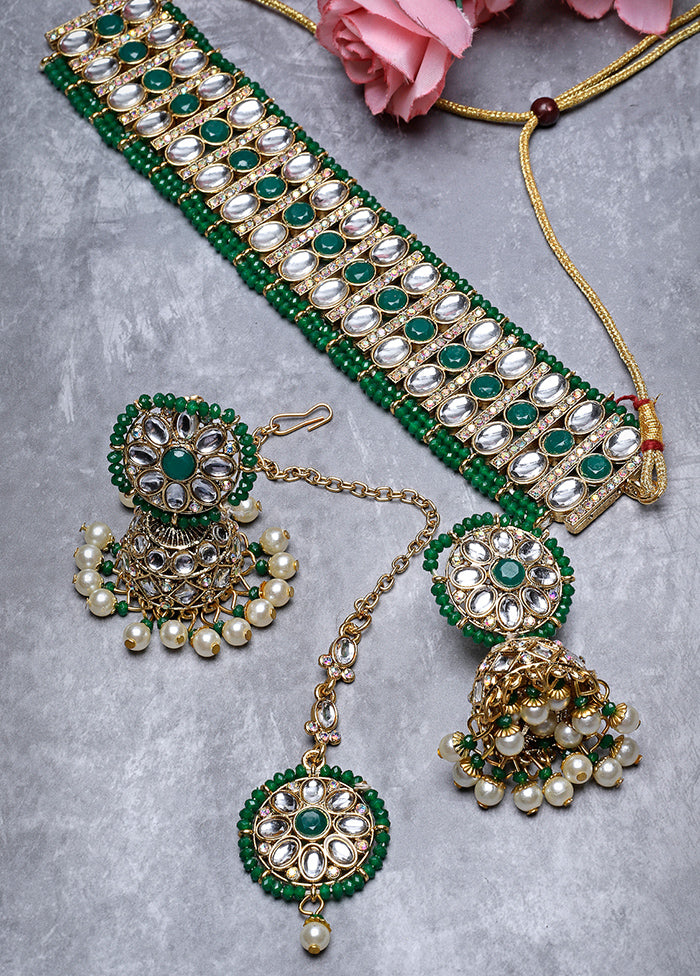 Green Alloy Glossy Jewellery Set