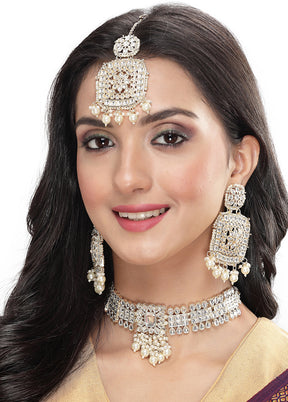 White Alloy Glossy Jewellery Set