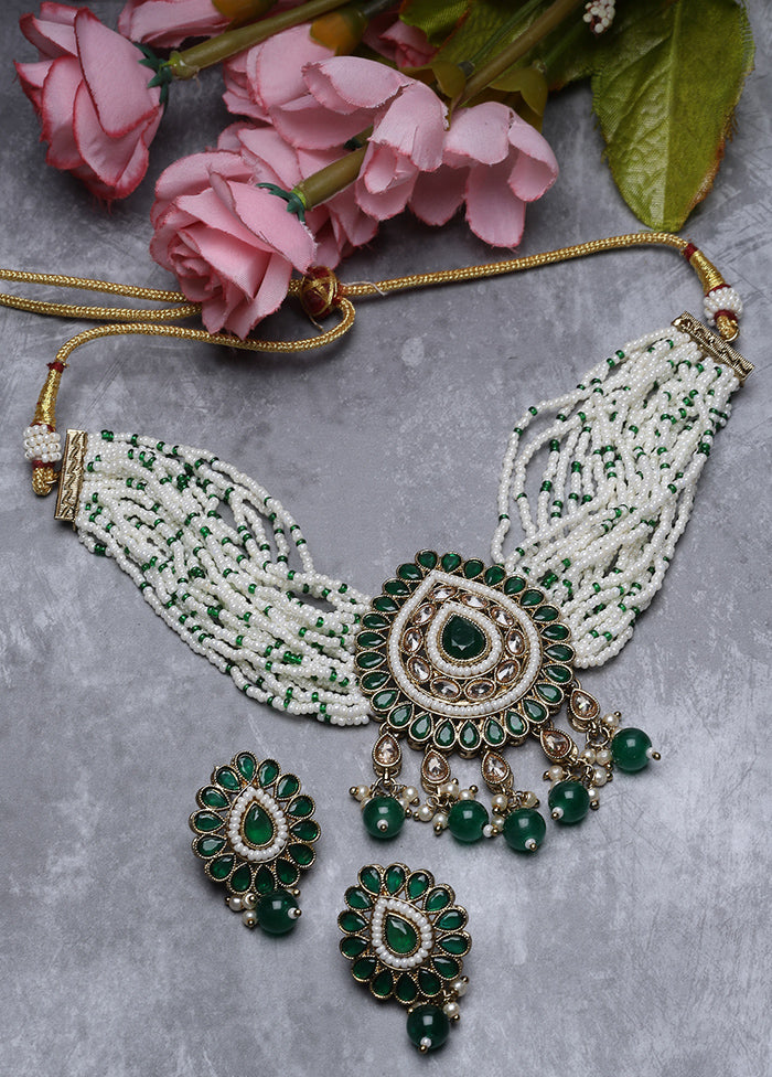 Green Alloy Glossy Jewellery Set