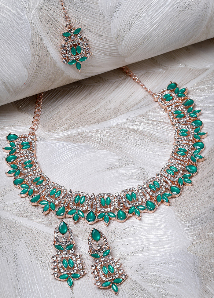 Green Alloy Glossy Jewellery Set