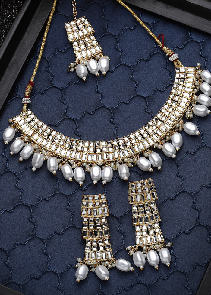 White Alloy Glossy Jewellery Set