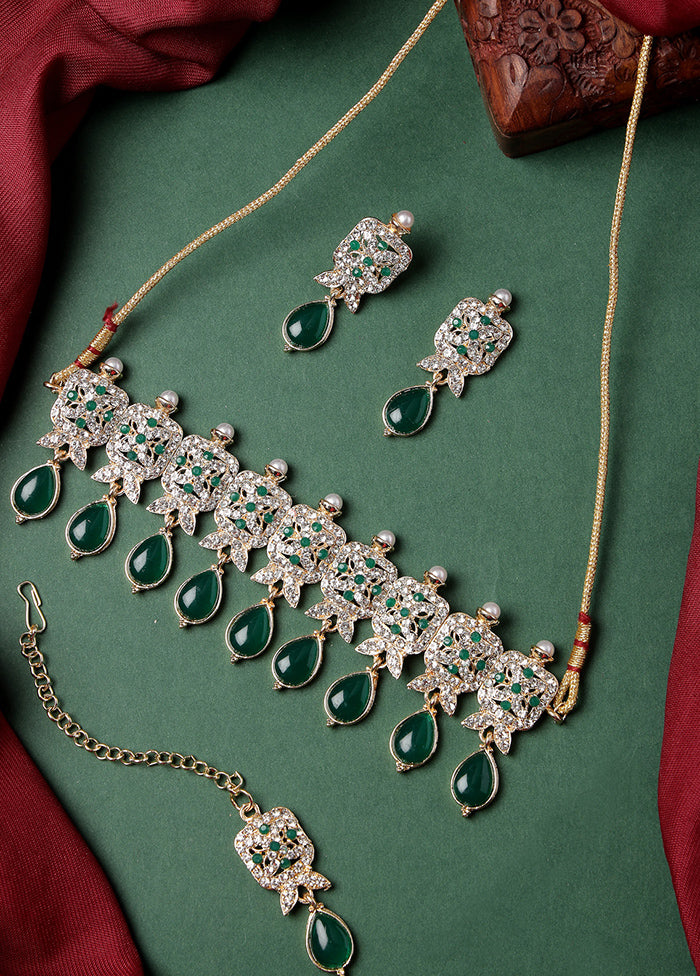 Green Alloy Glossy Jewellery Set