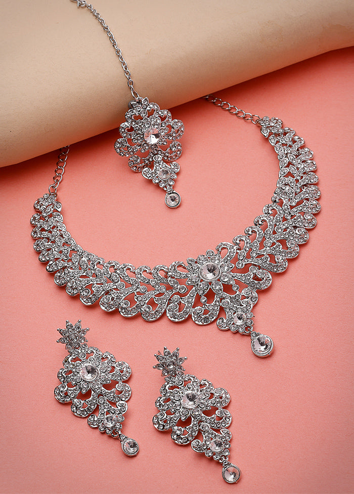 Silver Alloy Glossy Jewellery Set