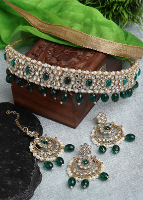 Green Alloy Glossy Jewellery Set