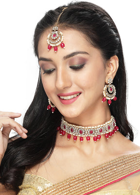 Red Alloy Glossy Jewellery Set