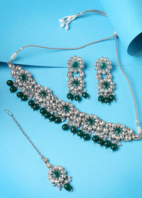 Green Alloy Glossy Jewellery Set