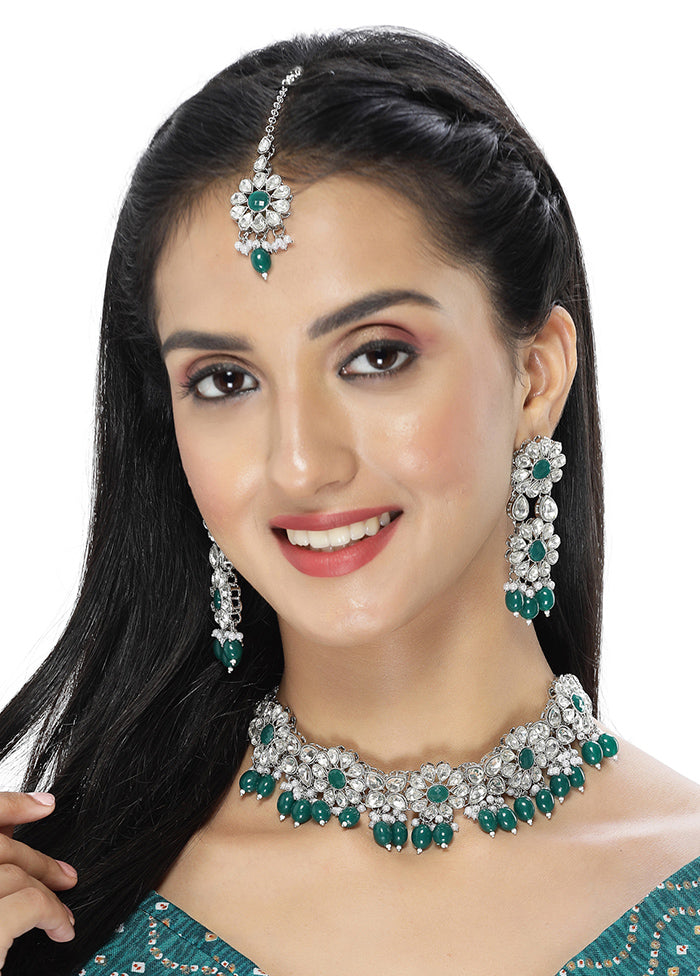 Green Alloy Glossy Jewellery Set