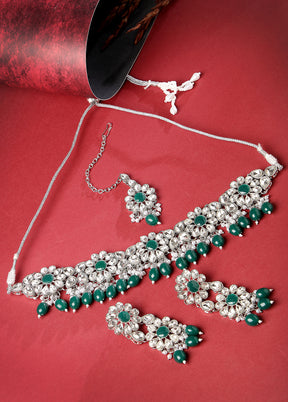 Green Alloy Glossy Jewellery Set