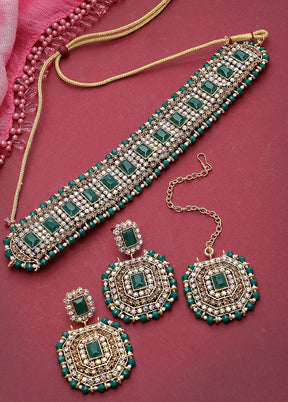 Green Alloy Glossy Jewellery Set