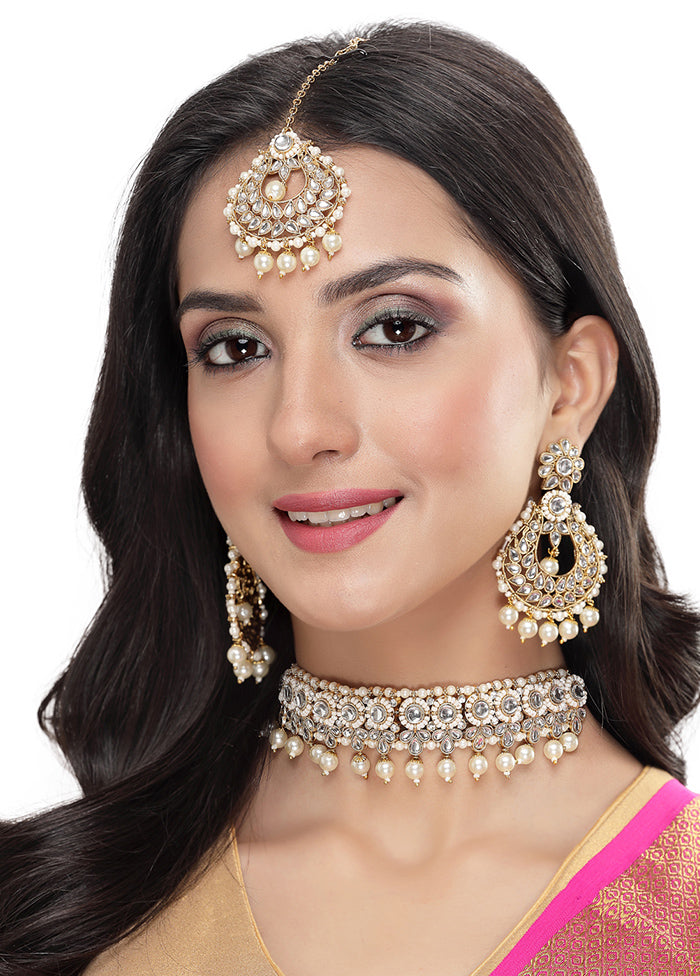 White Alloy Glossy Jewellery Set