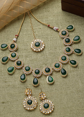 Green Alloy Glossy Jewellery Set