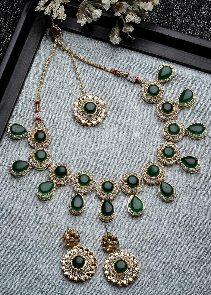 Green Alloy Glossy Jewellery Set