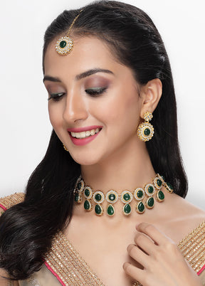 Green Alloy Glossy Jewellery Set