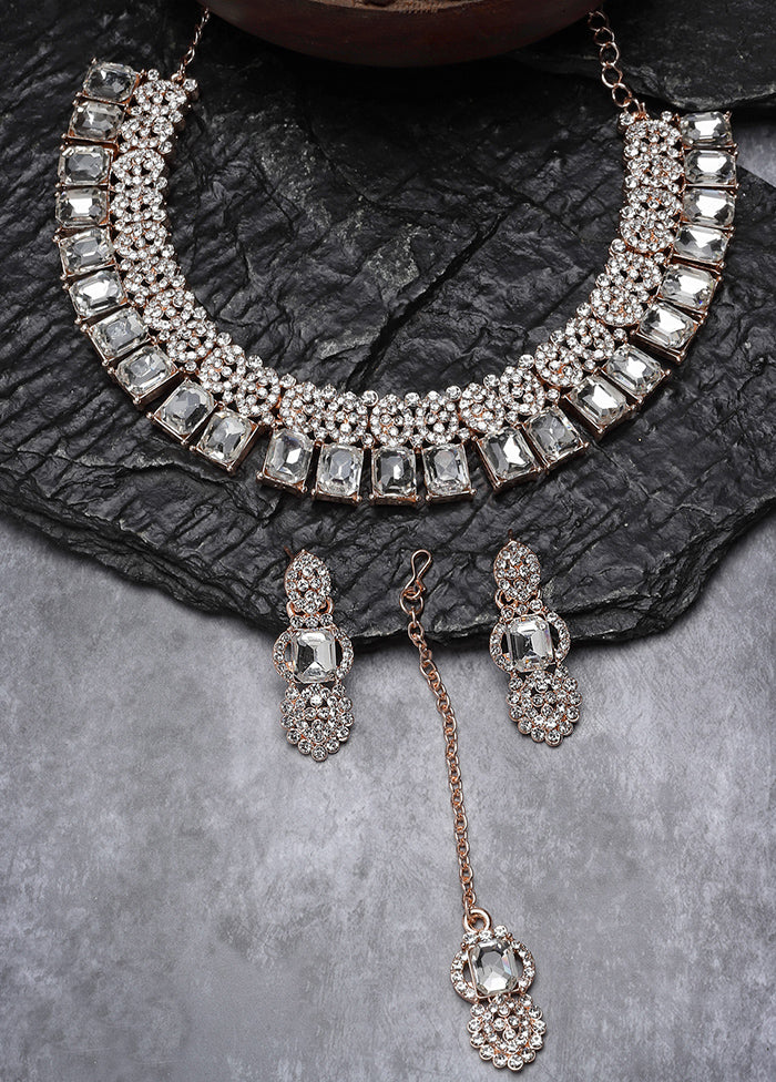 White Alloy Glossy Jewellery Set