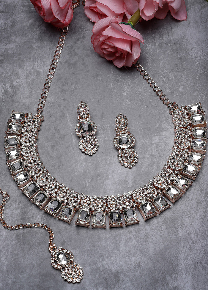 White Alloy Glossy Jewellery Set