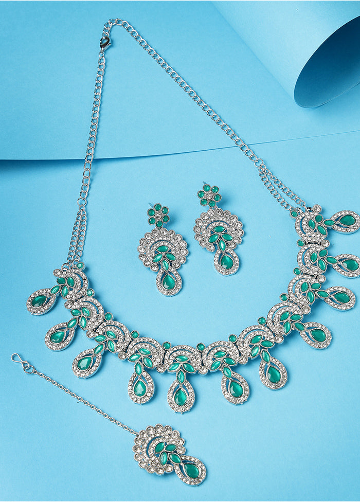 Green Alloy Glossy Jewellery Set