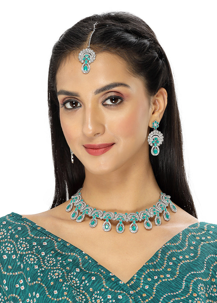 Green Alloy Glossy Jewellery Set