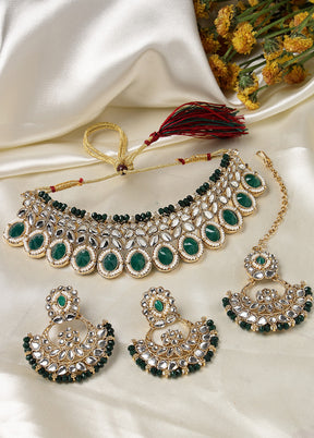 Green Alloy Glossy Jewellery Set