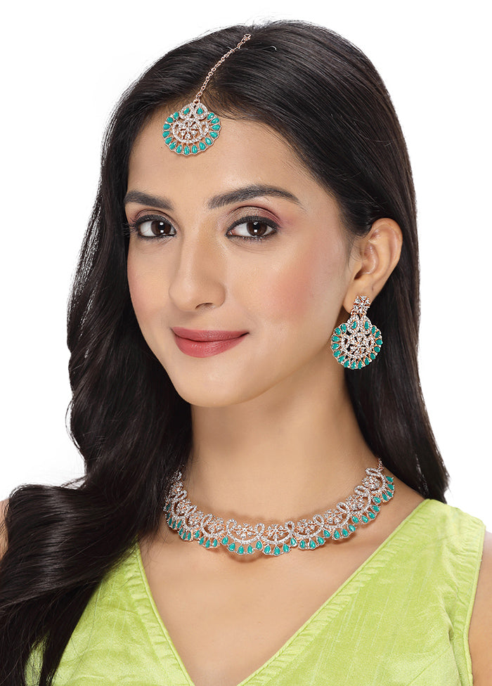 Green Alloy Glossy Jewellery Set