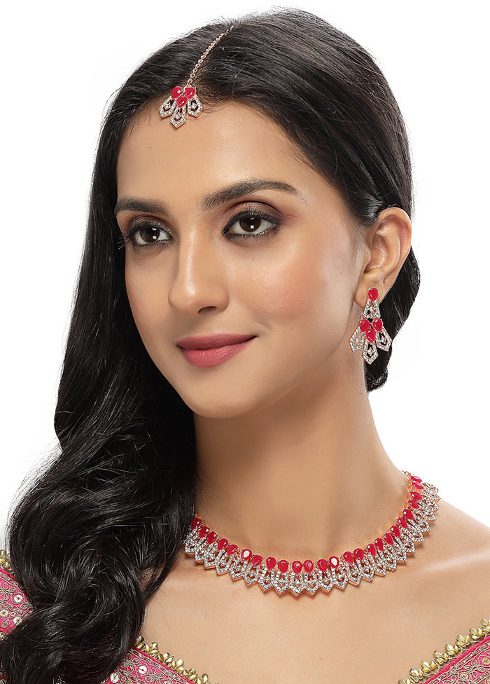 Red Alloy Glossy Jewellery Set