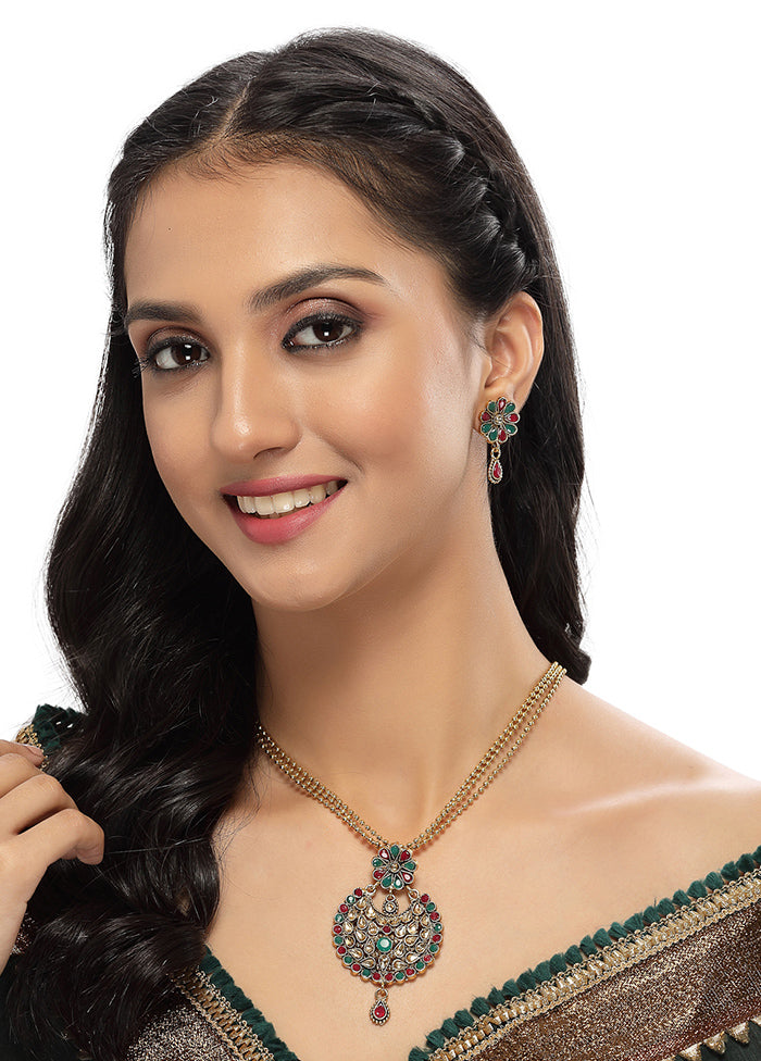 Green Alloy Glossy Jewellery Set