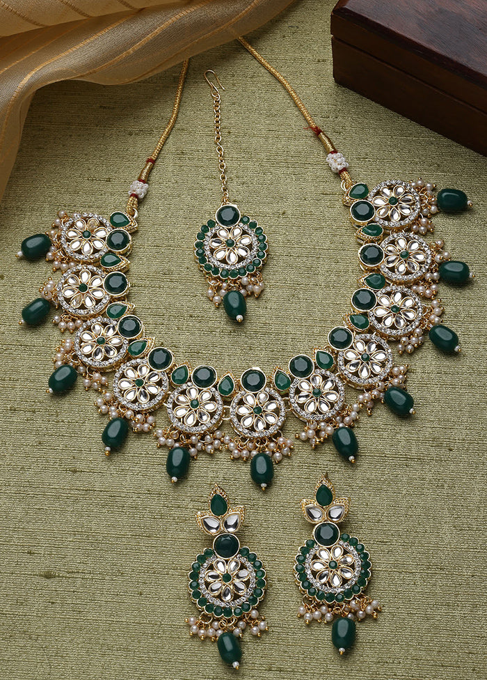 Green Alloy Glossy Jewellery Set