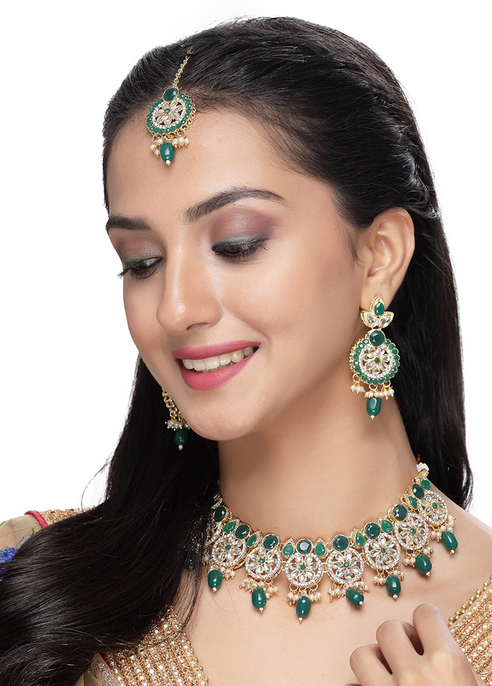 Green Alloy Glossy Jewellery Set