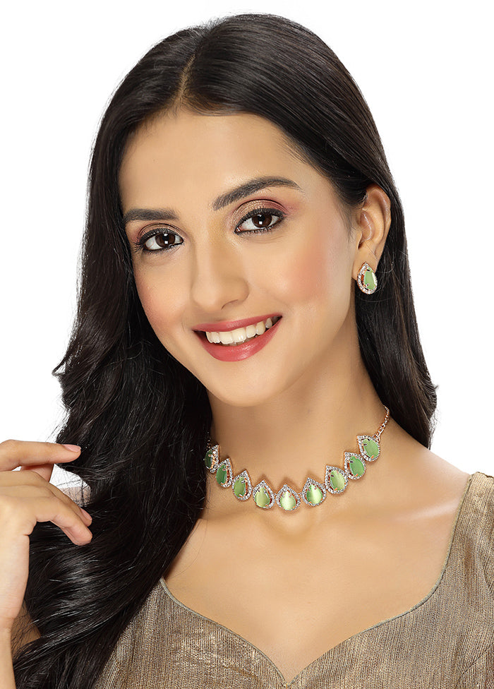 Green Alloy Glossy Jewellery Set