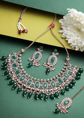 Green Alloy Glossy Jewellery Set