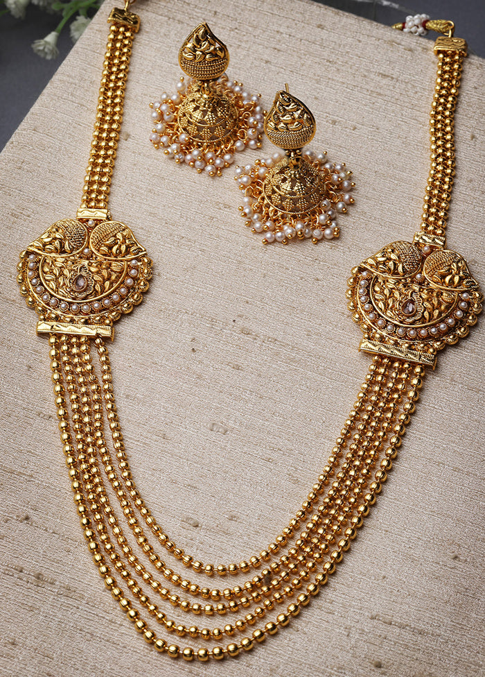 Golden Alloy Glossy Jewellery Set