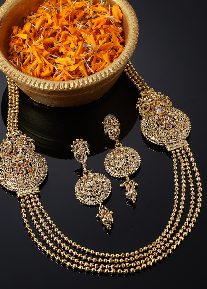 Golden Alloy Glossy Jewellery Set